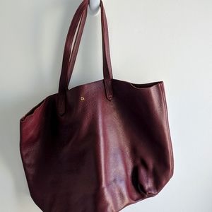 Cuyana burgundy leather tote